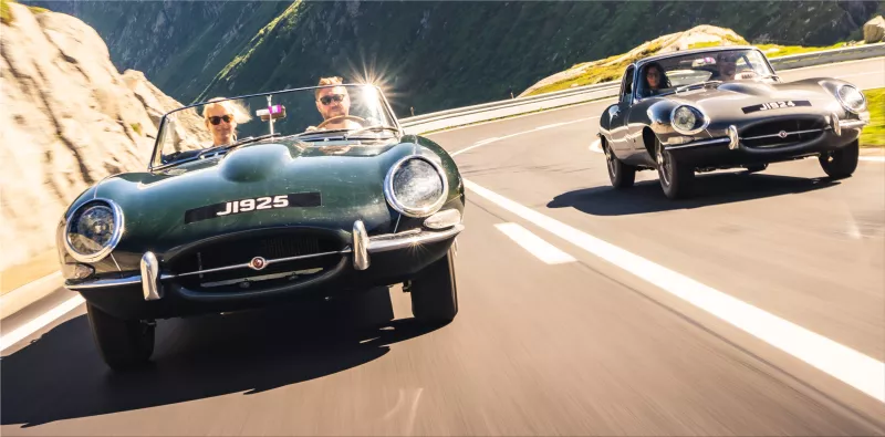 The Jaguar Classic E-type 60 Collection on the road to Geneva